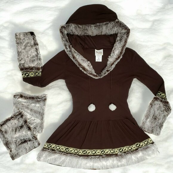 California Costume Other - Sexy Eskimo Costume Halloween Dress Boot Covers Fur Trim Cosplay Womens L 10-12